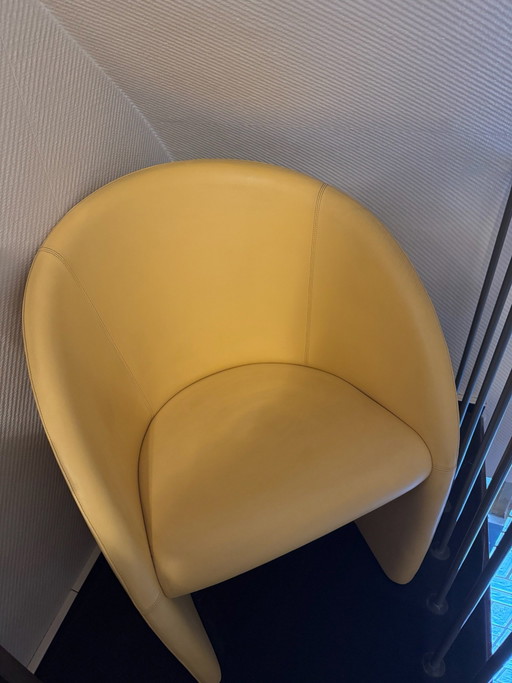 Poltrona Frau „Intervista“ Sessel – Leder Gelb/Chartreuse – Vignelli Design - NEUWERTIG