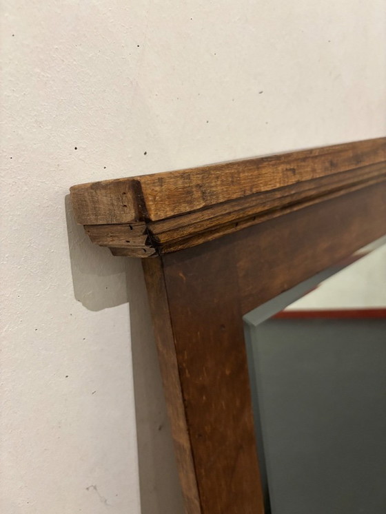 Image 1 of Grote houten schouwspiegel met klassieke (kroon)lijst, massief hout