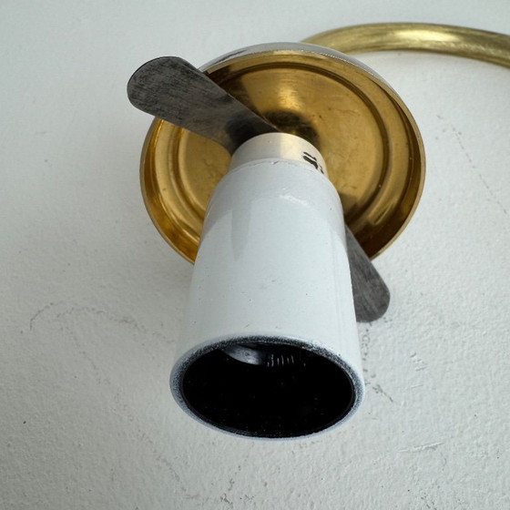 Image 1 of PAIRE D’APPLIQUES EN OPALINE ET LAITON VINTAGE