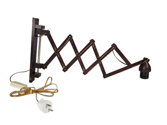 Image 1 of Scissor lamp | Harmony lamp | wall lamp | vintage | Teak | 70's |.