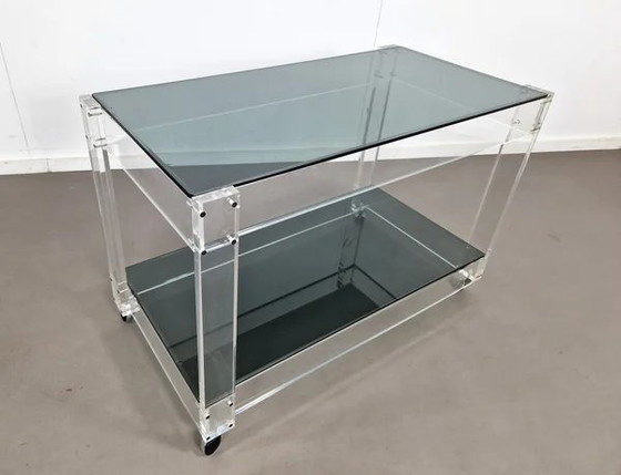 Carrello in Lucite e Vetro Fumè | Anni '70, Carrelli bar, Trasparente, Space Age (foto 2 di 8)
