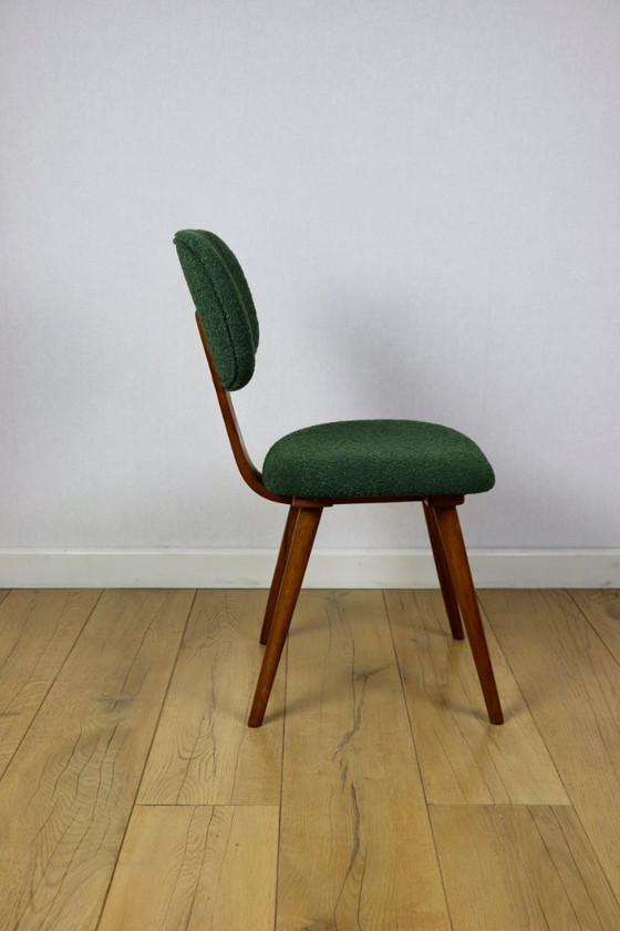 Image 1 of Vintage chair with green boucle backrest like Skoczek - set of 2 chairs