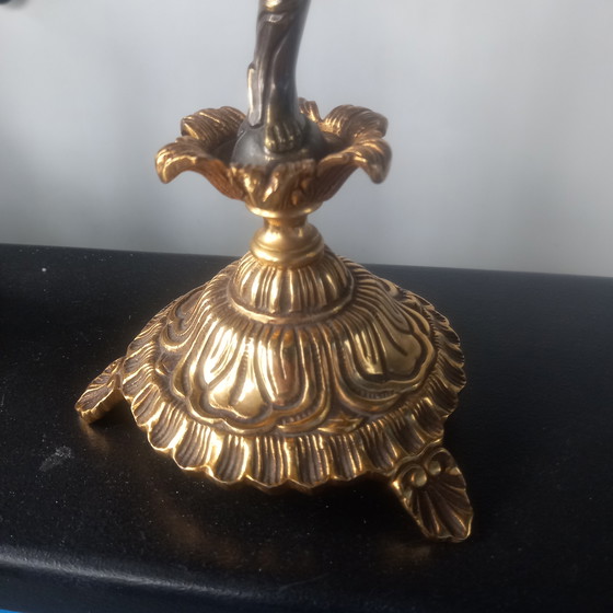 Image 1 of Paire Splendide Bougeoir Candelabre Bronze Doré  Femme Nue