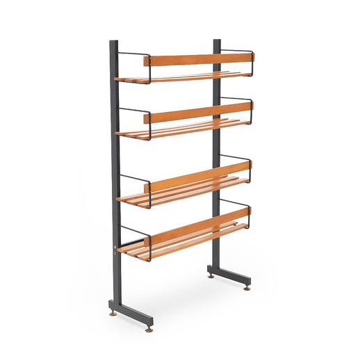 Metal and ash bookcase, 1960s
