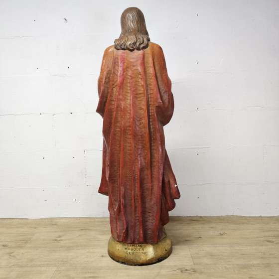 Image 1 of 2 Grote Antieke Heilig Hart jezus Beelden (GerardLinssen) 2 Antique Sacred Heart Jesus Statues (1900)