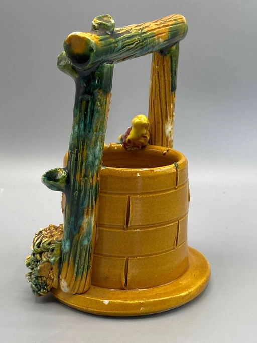Vintage Vallauris Slipware Decorative Well – Provençal Scene – 1950s-1970s – servies (photo 2 of 7)