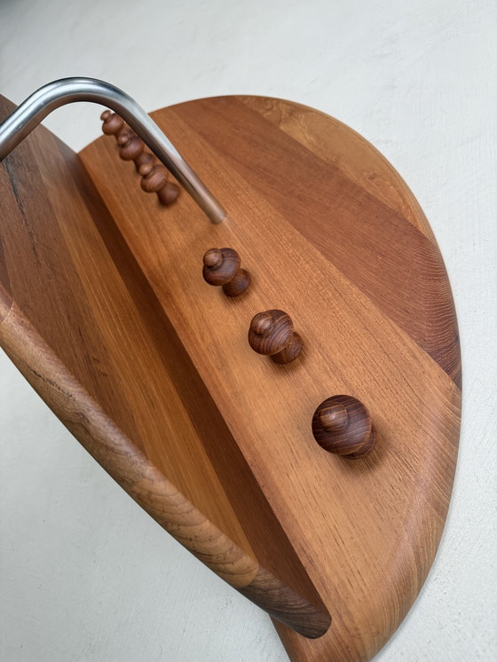 Image 1 of Vintage Danish solid teak wall coat rack from CFC Silkeborg