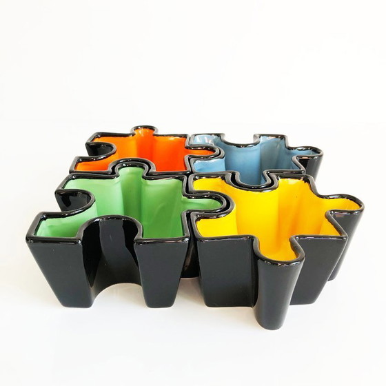 Image 1 of Set of ceramic puzzle trinket trays. Italy, 1980s