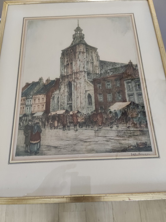Image 1 of Han Jellinger Ets/ pentekening Boschstraat Maastricht 