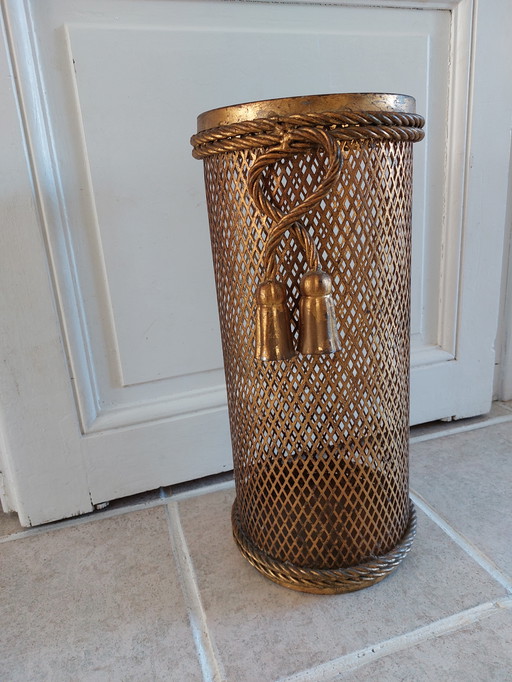 Porte-parapluies vintage italien plaqué or par Li Puma