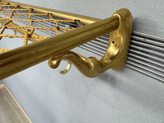 Image 1 of Vintage metalen wandkapstok met touw