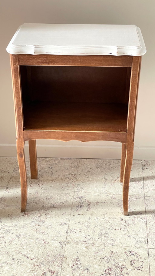 Vintage White Top Wooden Bedside Table