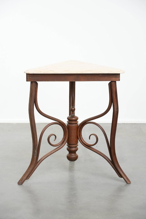 Antique Thonet design side table/side table from the early 20th century with a natural stone top