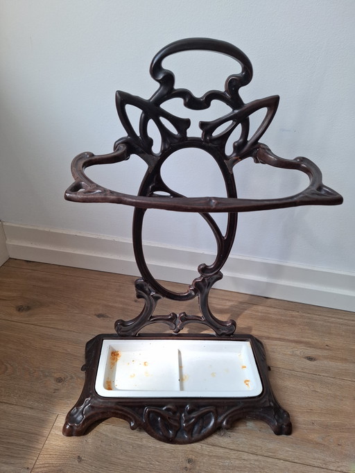 Art Nouveau franse paraplustandaard/bak, prachtige orginele conditie!