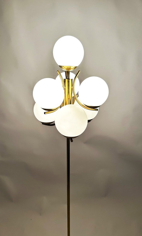Lampadaire Sputnik vintage Richard Essig, Verre, Métal, Doré (photo 5 sur 16)