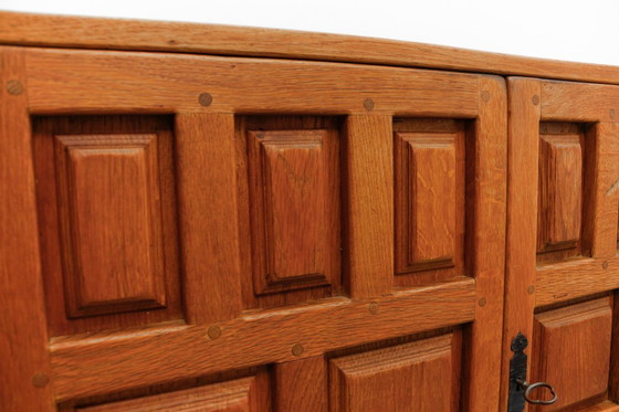 Image 1 of Large Screwless Sideboard in Carved Oak, Spain, 1960s
