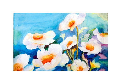 Watercolor Painting of Flowers. Watercolor Painting of Flowers. Hand-Painted and Signed Watercolor with Flowers. New.