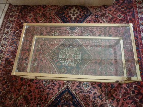 Image 1 of TAVOLINO DA CAFFÈ IN VETRO E OTTONE