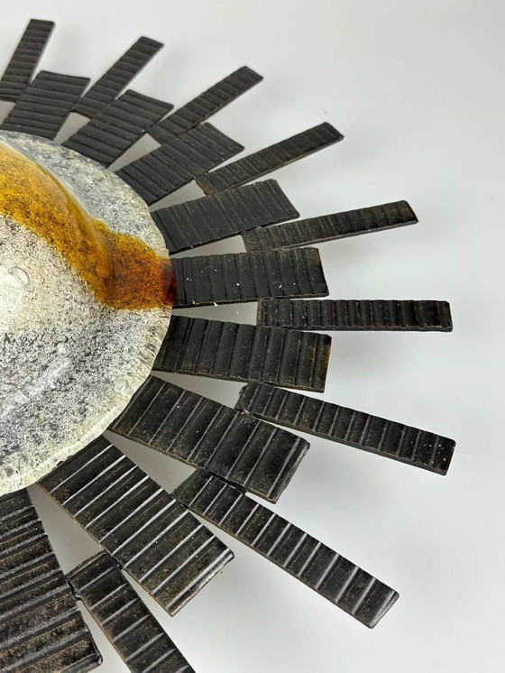 Image 1 of 60s 70s Brutalistische Wandlamp Wandlamp Ijzer & Glas Van Honsel Leuchten