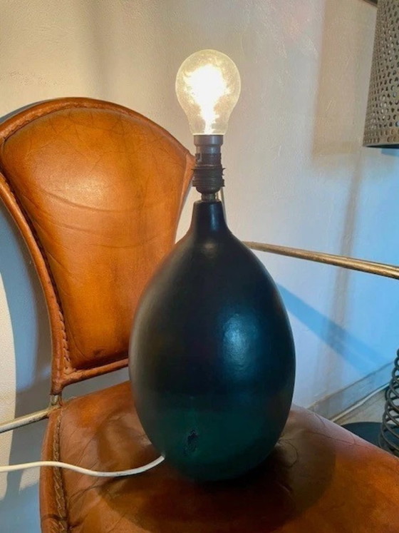 Pied de lampe Céramique noire vintage dlg Georges Jouve Capron design 1950 Blin – Ceramic (photo 8 of 8)
