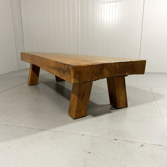 Image 1 of Brutalist robust hardwood coffee table 1960s