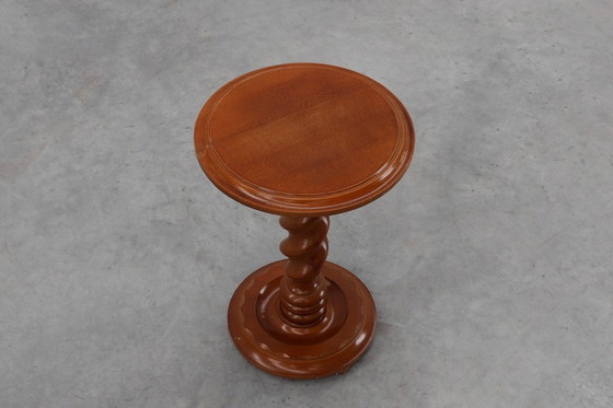 Image 1 of Mesa auxiliar o pedestal Art Déco de roble macizo con base retorcida, Francia años 40