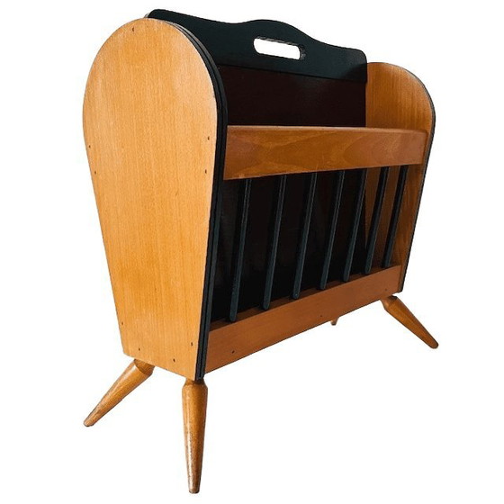 Image 1 of Vintage Mid-century Danish design magazine rack retro reading bin 1960s