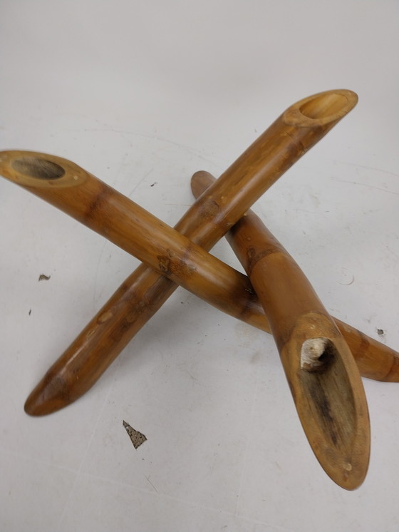 Image 1 of 1 x bamboe en glad salontafel 1970's 107 x 38cm 