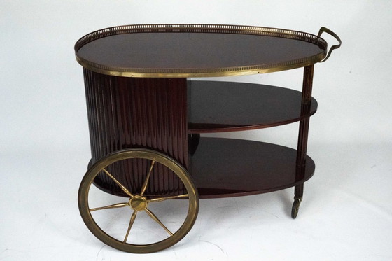 Image 1 of Mid-Century Italian Bar Cart with Shutter, 1950s