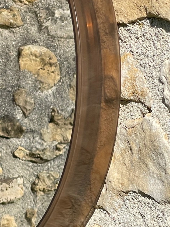 Image 1 of Mid-Century, Vintage, Rond Spiegel van Gerookt Acryl, Jaren 70