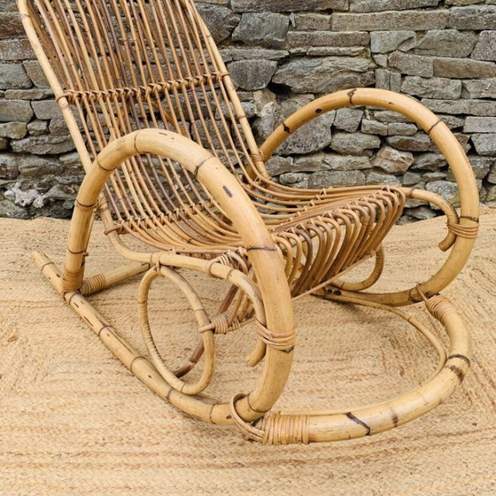 Image 1 of Coppia di sedie a dondolo in rattan di rohe noordwolde