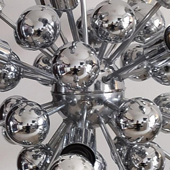 Image 1 of 1970s Astonishing Chandelier Sputnik by Goffredo Reggiani in Chrome. Made in Italy