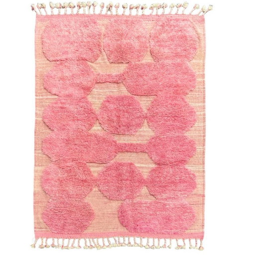 Handmade Pink 200X300cm, Soft and Plush Textured Rug, Bohemian Home Decor, Cozy Pink Area Rug with Tassels, Shaggy Carpet for