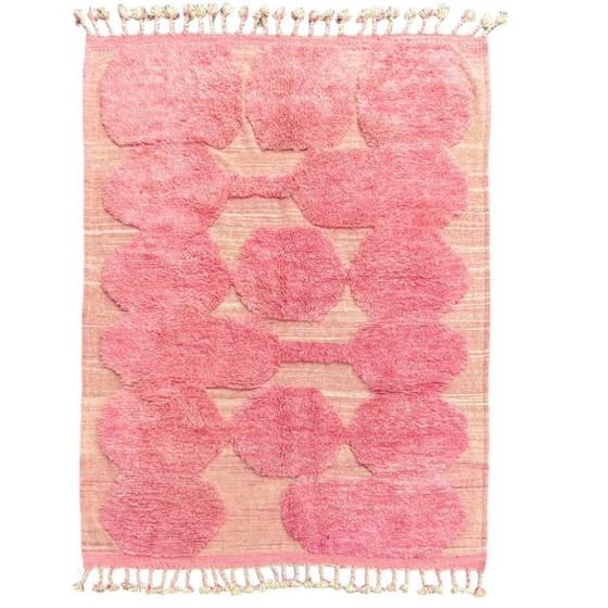 Image 1 of Handmade Pink 200X300cm, Soft and Plush Textured Rug, Bohemian Home Decor, Cozy Pink Area Rug with Tassels, Shaggy Carpet for