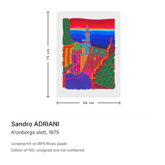 Sandro Adriani Sérigraphie Kronborgs Slott 1975 – Lithographies et sérigraphies, Paper (photo 3 of 5)