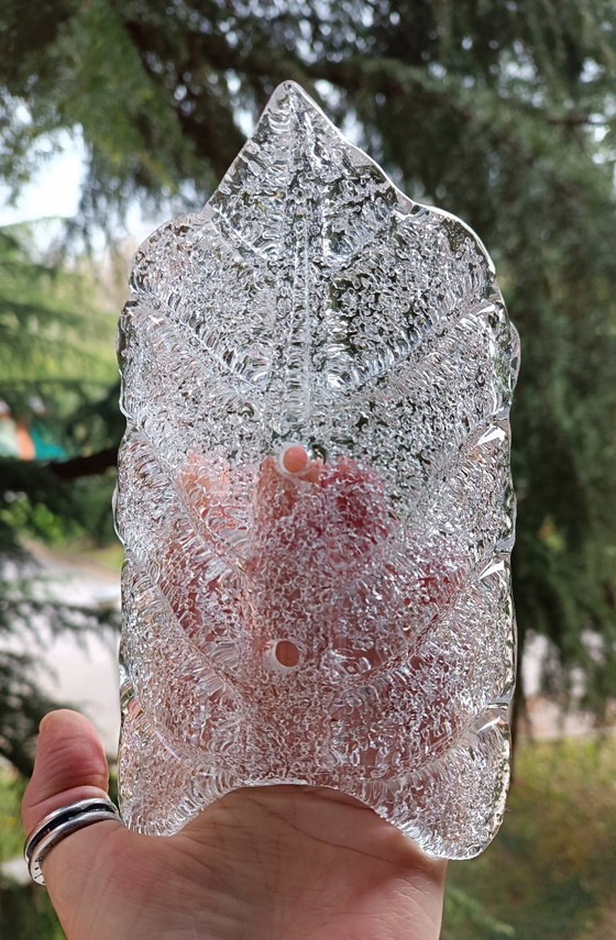 Image 1 of Zeldzaam paar "Leaves" kunstglazen wandlampen van Carl Fagerlund voor Orrefors - Zweden, jaren 1960-1970