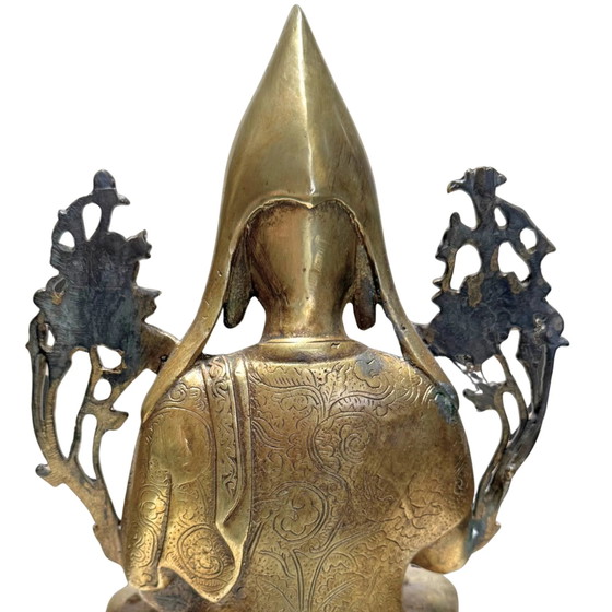 Estatua de Bronce Tibetana Antigua de Je Tsongkhapa – Grabada a mano – 28 cm – 2.2 kg – Esculturas, Bronze (photo 10 of 10)