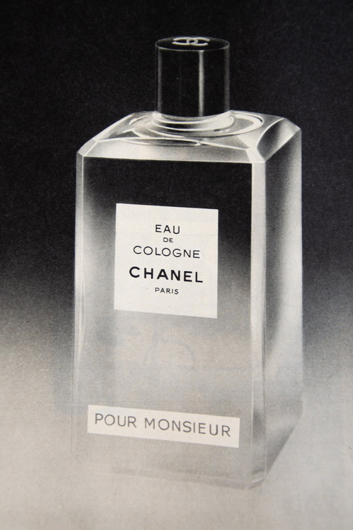 Originele Vintage CHANEL Eau de Cologne Pour Monsieur Reclameposter 1961 / MET FRAM/ 32,9x24,7cm /13x9.7in /goede staat