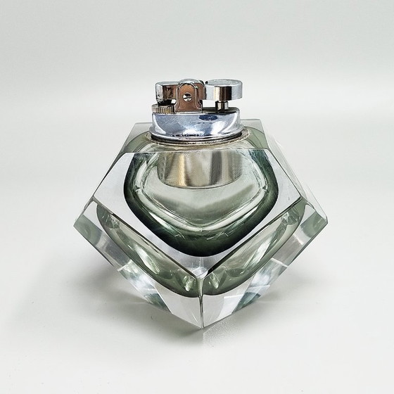 Image 1 of Briquet de table exceptionnel des années 1960 en verre Sommerso de Murano, signé Flavio Poli pour Seguso