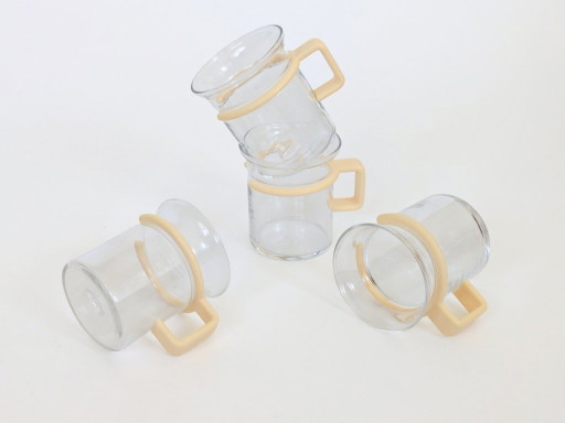 Bodum Bistro Glass Cup Set of 4 Carsten Jørgensen 1980s Danish Design Butter Yellow
