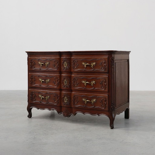 Commode en chêne du XVIIIe siècle de style Louis XV, faite à la main