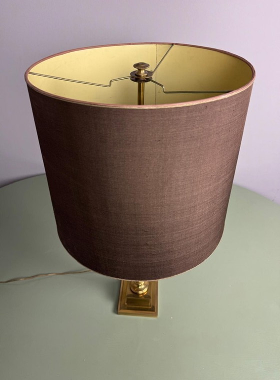 Hollywood Regency Solid Brass Column Table Lamp, Attributed to Maison Jansen. France, 1970s. Ref.: TL 302 (photo 13 of 14)
