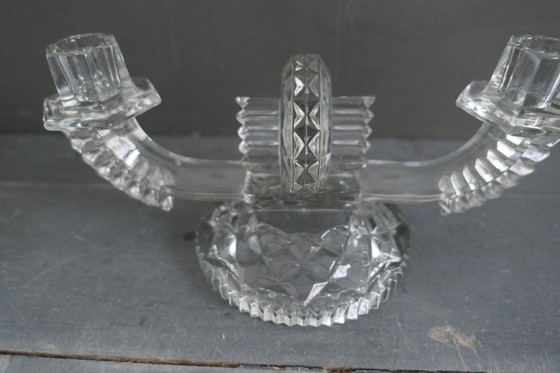 Image 1 of Art Deco Feigl & Morawetz pressed glass candlestick 2x