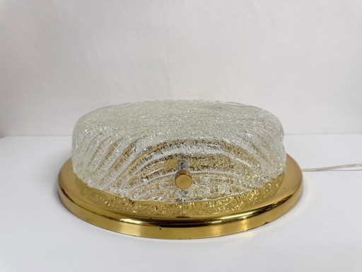 Vintage XXL Murano Glass Flush Light Hillebrand, 1970s