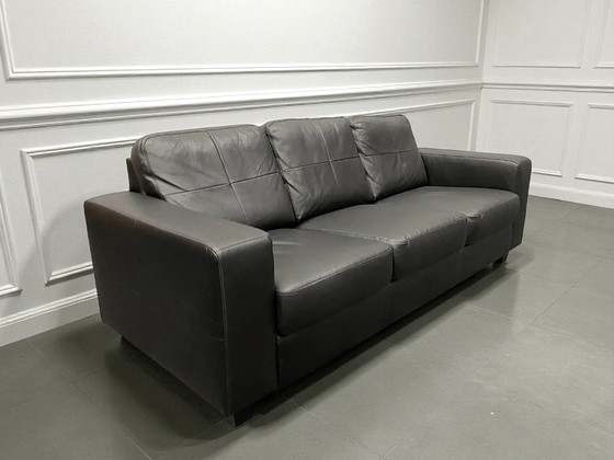Image 1 of divano nero a 3 posti (IKEA) – similpelle – larghezza 200 cm