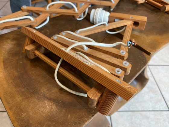 Image 1 of Coppia di appliques a fisarmonica in legno di pino di Translandia Danimarca Scandinavo vintage 1960