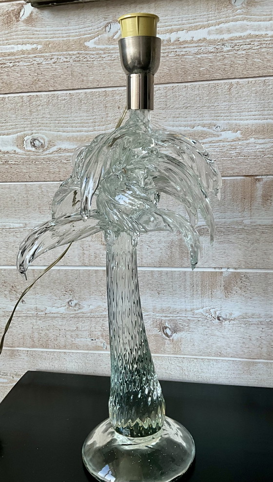 Image 1 of Pair of Italian Palm Tree Glass Lamps in the Style of Tommaso Barbi, 1970s