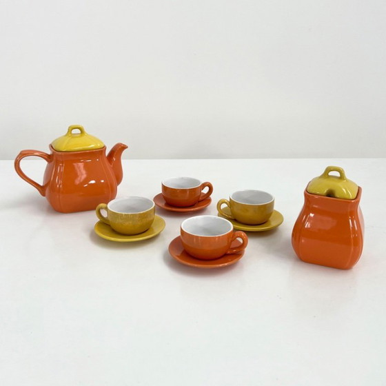 Image 1 of Yellow & Orange Ceramic Tea Service from Naj Oleari, 1980s