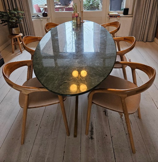 6x Designer-Esszimmerstuhl, helle Eiche