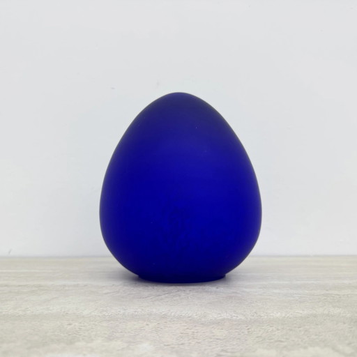 Mid-Century Design blaue Glas Eierform Tischlampe, 1970er Jahre